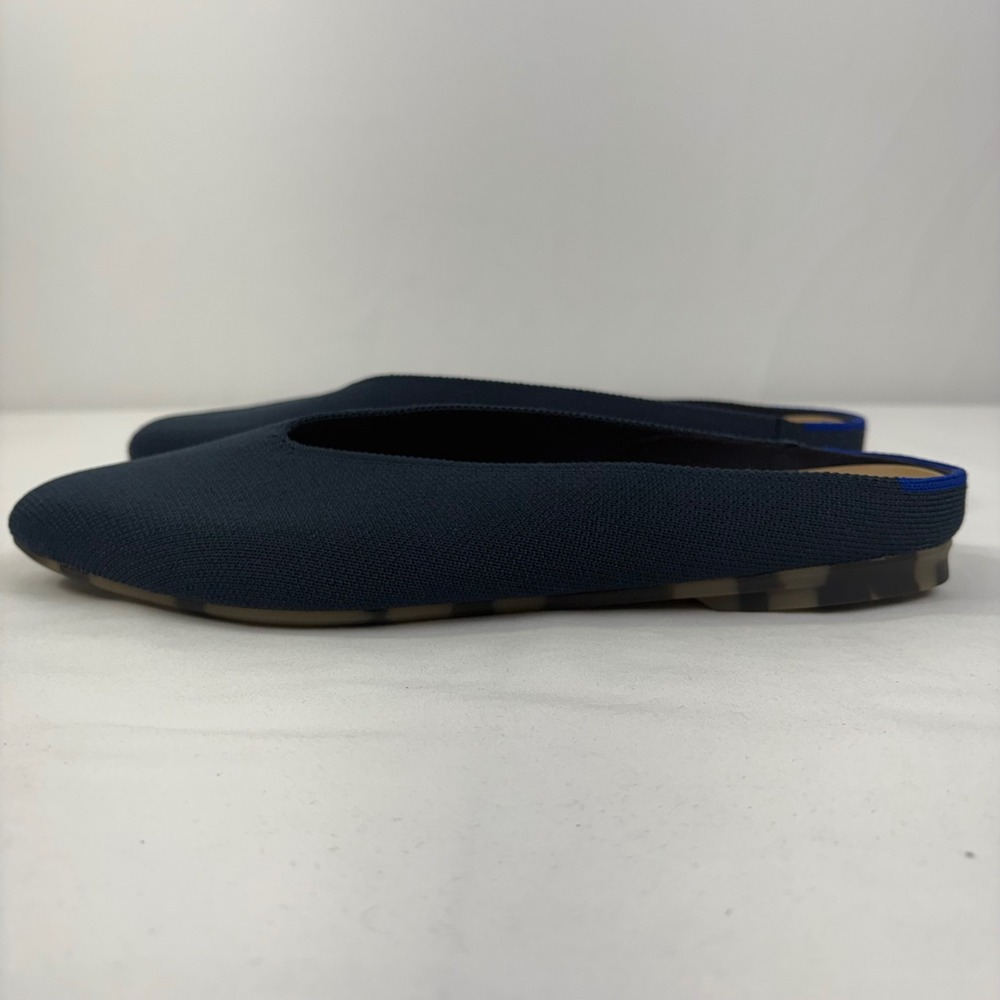 Rothy's Women's Retired Almond Demi Mule Knit Slip On Flat Navy Blue Size 7.5